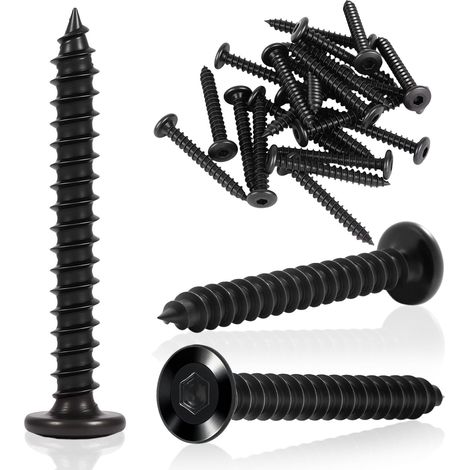 25 Pièces Vis Autotaraudeuses à Tête Plate M6x50mm Noir Filetage Complet Hexagone Creux Vis Allen pour Bois Plastique Métal Montage Maintenance DIY (1/5)