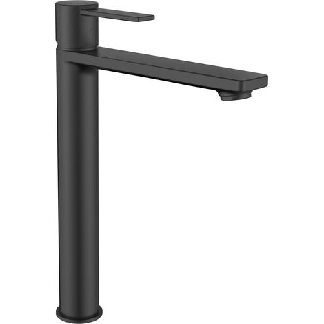 MEZCLADOR LAVABO TARGA DE CUERPO LISO CON AIREADOR Y CAÑO ALTO NEGRO MATE (1/2)