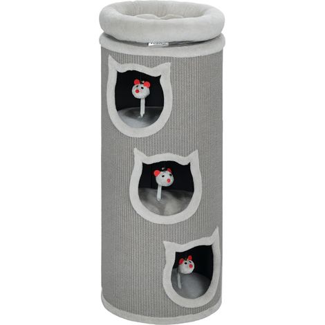 Torre per gatti con letto lavabile, 96 cm, 3 nascondigli, grigio