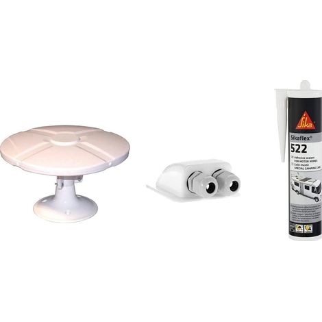 Antenne TV TNT Extérieure - OMNIDIRECTIONNELLE - Amplificateur 40 dB - 2 Sorties TV - Colle Sikaflex-522