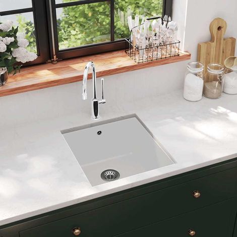 Évier Cuisine Granit Seul lavabo - Cuve de cuisine Blanc BV723521 - BonneVie (1/5)