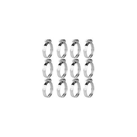 12 Pcs Collier de Serrage Tuyau Réglable 16-27 mm, Collier de Serrage en Acier Inoxydable, Colliers de Serrage à Vis Metallique, Boulons Collier Durite pour Tuyaux de Essence Diesel Pi (1/5)