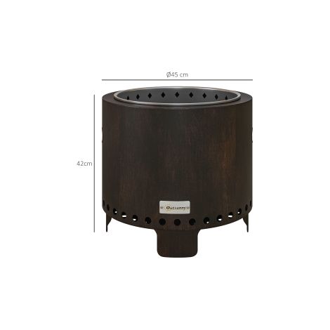 Brasero de table noir en métal Ø45 cm avec poignée et tisonnier, foyer sans fumée pour jardin et camping (1/5)