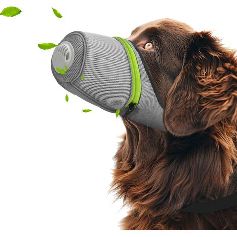Masque Filtrant Chien Réutilisable Mesh – Filtre à Air Anti-Fumée Poussière Pollen, Muselière Respirante / Respirateur avec Cartouche et Cordon Réglable, Protection Voies Respiratoires-S (1/4)