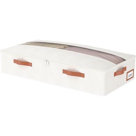 1 Sac de Rangement sous Lit, Fenêtre Transparente, 4 Poignées Renforcées, Tissu Respirant, pour Couettes et Literie, 80x40x15cm