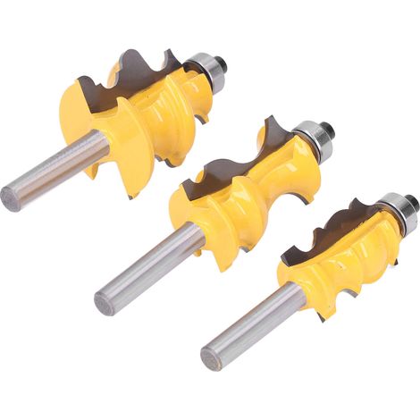 Lot de 3 fraises à moulurer pour défonceuse, accessoires de menuiserie, queue de 8 mm (1/5)