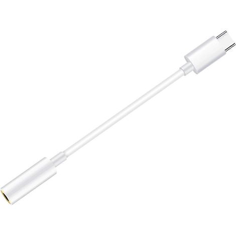 Câble adaptateur audio femelle Type-C vers 3,5 mm, conception robuste, adapté au home cinéma, transmission de signal claire, fonction de réduction du bruit, blanc. (1/5)