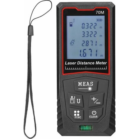 Portable LCD screen with red backlight, high-precision digital measurement, distance rangefinder, building measuring device ruler test tool with backlight, model: (1/5)