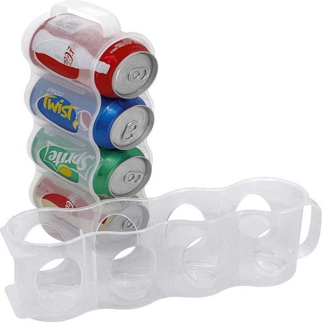 Distributeur de boissons empilable avec réservoir, porte-canettes portable pour réfrigérateur, porte-bouteilles, boîte de rangement, plastique transparent, lot de 2 (original) (1/3)