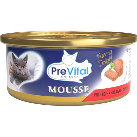 PreVital Mini-Dose – Mousse für ausgewachsene Katzen mit Rindfleisch, 85 g