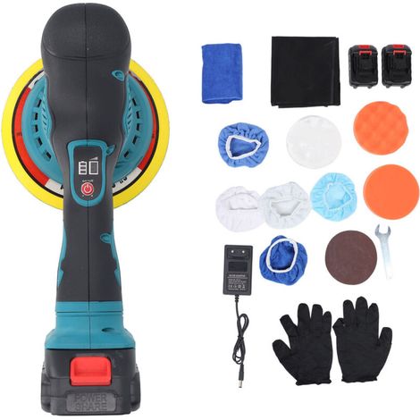Polisseuse de voiture sans fil avec batterie au lithium 2800 à 5500 tr/min Kit de machine de polissage portable rechargeable à 6 vitesses pour les détails Prise UE AC100 240 V (1/5)