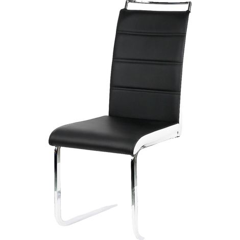 Silla de comedor, 2 piezas, diseño moderno, acolchada para mayor comodidad, Negro Blanco-a (1/2)