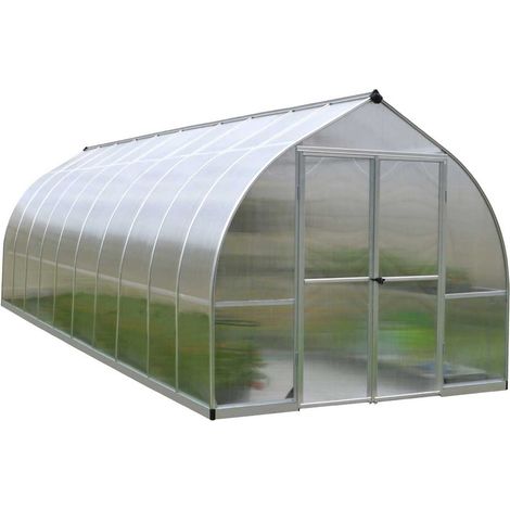 Palram – Serre de jardin polycarbonate 6m² – Structure aluminium – Panneaux double paroi 6mm – Résistante au vent et à la neige – Double porte battante (1/5)