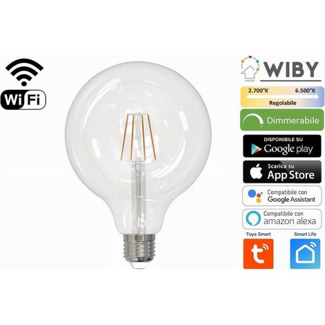 Ampoule LED à filament G125 E27 7W, Wi-Fi, intensité variable, couleur de lumière réglable
