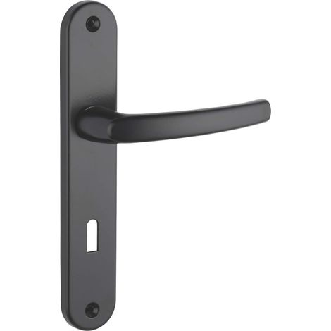 1 Paire - Poignée De Porte - Serrure À Clé - Zamak Fondu - Pour Chambre - Noir - 195x7 Cm