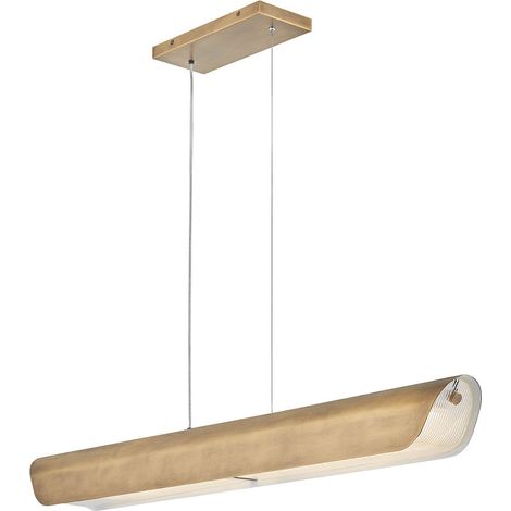 Elstead Hinkley Arco Plafonnier suspendu à barre LED contemporain Heritage en laiton 3 000 k