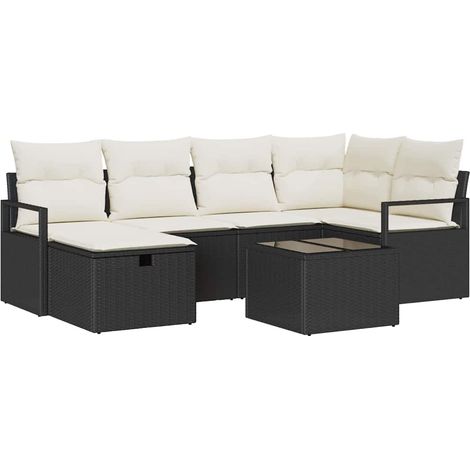Maison Exclusive - Juego de Sofá 7 uds. 6-Número de plazas Negro (1/5)