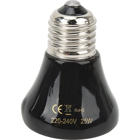 Ceramic heat lamp for reptiles, mini infrared 25W, 220V/240V, black, for lizards and amphibians (1/5)