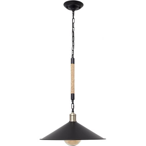 Lampe Grand Pendentif. Corde 1xe27 Black Hemp Rope Regx45d FABRILAMP.