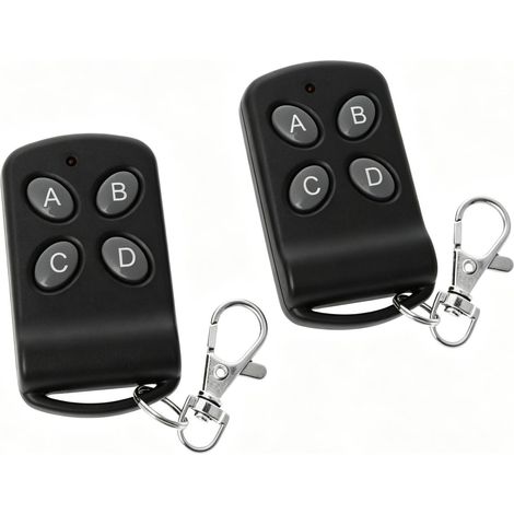 XTRELAMP-Lot de 2 télécommandes de garage 433 MHz code roulant pour porte enroulable – 4 canaux – avec piles incluses (1/4)