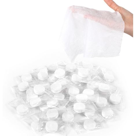 Serviette Compressée, Multifonctionnel Protection de l'environnement Dégradable Serviette Expansée, à Transporter Voyage en Plein air toolcompressed Coton Gant de Toilette (100 PCS)