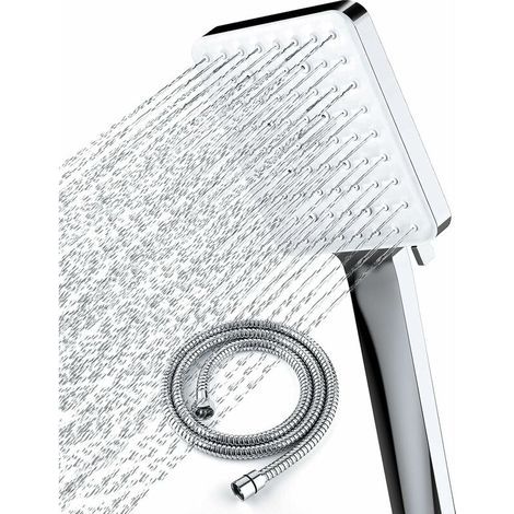 High-pressure shower head with 1.5m hose - 6 spray patterns - Chrome (1/5)