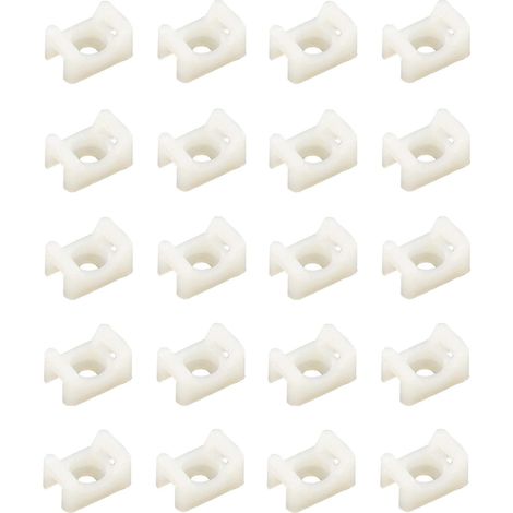 20x Support collier de serrage à visser en plastique blanc guide Câble Gaine Tube Electricité Attache Serre câble Vis, pour collier de serrage 9mm