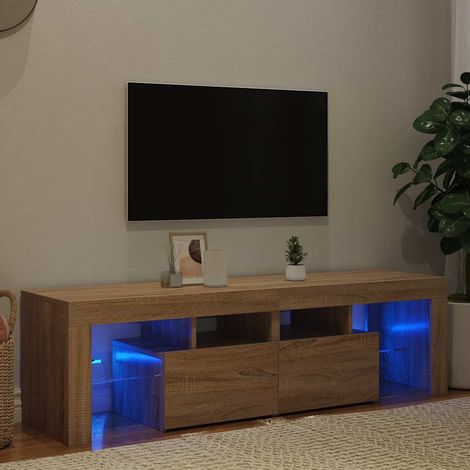 TV-Schrank mit LED-Beleuchtung Sonoma-Eiche 140x36,5x40 cm
