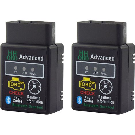 Automotive Trouble Detector 2 Pack - Reads and Clears Trouble Codes in 3 Minutes Mini Bluetooth Car Fault Detector HH ELM327 OBDII2 Version 2.1 Suitable for All Vehicles (1/4)