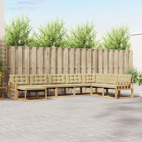 vidaXL Outdoor-Sofagarnitur mit Kissen 8 pcs Weiß und Beige (1/5)