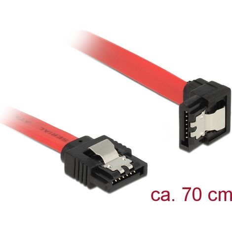 Delock cable sata 6 gb/s macho recto  sata macho acodado hacia abajo de 70 cm rojo metÃ¡lico