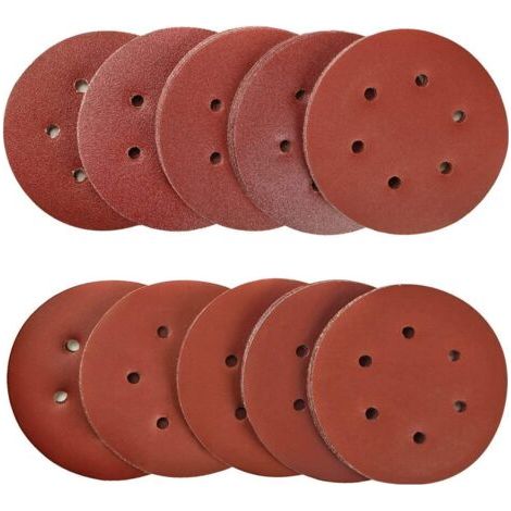 100 Pièces 150mm disques abrasifs Disque de Ponçage Disques Abrasifs 40/80/120/180/320/600/800/1000/1500/2000 Grain Idéal pour Poncer/Polir/Dérouiller pour ponceuse excentrique de 6 trous (1/4)