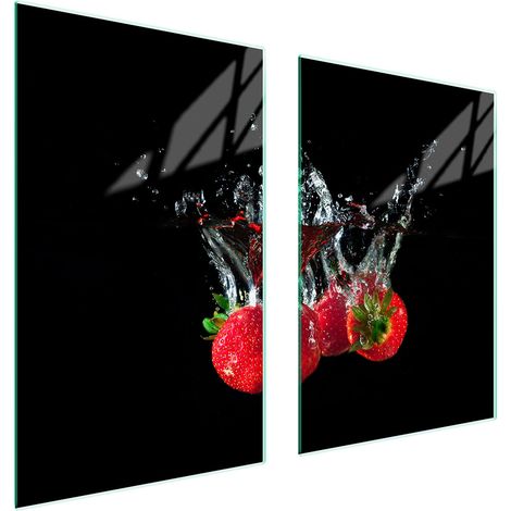 Assiette de protection en verre POUR la cuisine 65x52 fraises (1/5)