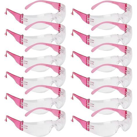 Lot de 6 lunettes de sécurité de protection, transparentes/roses (1/3)