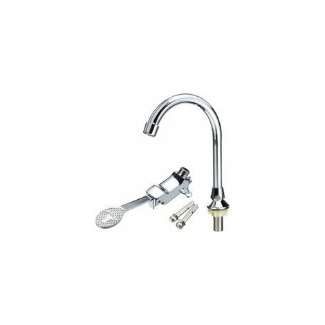 Robinet laiton pour bassin de laboratoire, commande au pied, eau froide – (1/4)