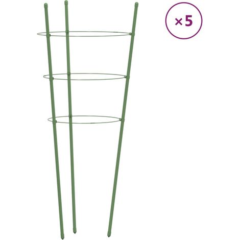 Supports pour plantes de jardin 3 anneaux 5 pcs Vert 75 cm Acier CFW513670 (1/5)