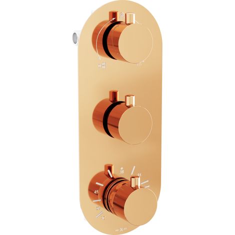 Mexen Kai rubinetto termostatico per vasca-doccia a 3 uscite, oro rosa - 77603-60 (1/2)