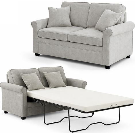 Divano Letto a 2 Posti Grigio con Cuscino Memory Ergonomico con Apertura Facile