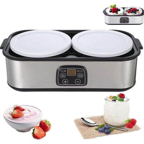 Yogurtera automática，yogurtera casera de 2 litros con pantalla LED y 2 recipientes de vidrio (1/5)