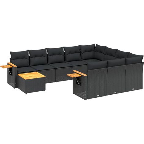 Maison Exclusive - Patio Sofa Set 11 plaza Black (1/5)