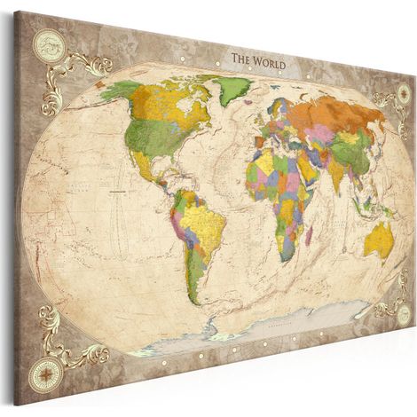 Tableau Imprimé "Map & Ornaments" 80 x 120 cm (1/2)