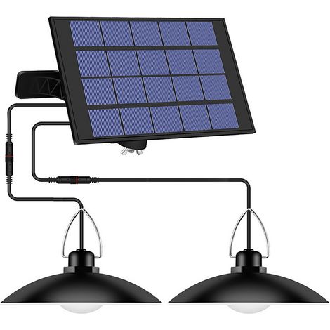 Suspension solaire avec panneau réglable, capteur d'éclairage marche/arrêt automatique, étanche IP65, idéale pour l'extérieur et l'intérieur (jardin, terrasse, cour) et le rangement. (1/4)