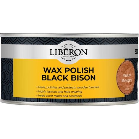 Liberon Black Bison Wax Paste - Medium Mahogany Finish, 500ml