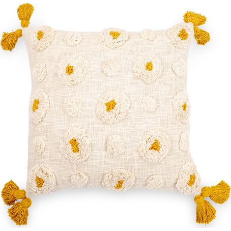 Cuscino in stile boho Bali - Copertura e riempimento inclusi - Isla Giallo