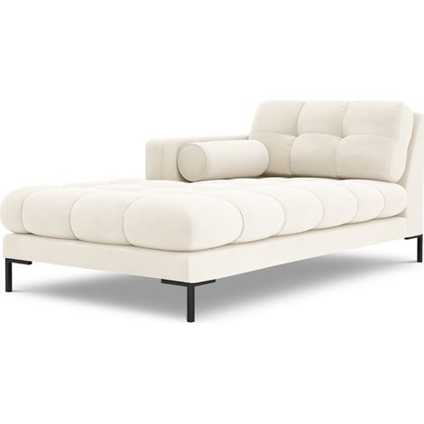 Méridienne gauche en velours beige clair (1/5)