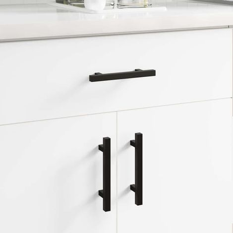 Poignées de meuble, lot de 12, noires, 150 x 12,3 x 35,2 mm, acier inoxydable (1/5)