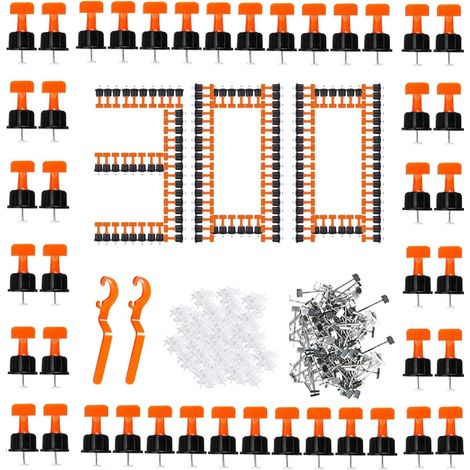 Kit Nivellement Carrelage 300 Pièces avec Croisillons 2mm et Clés - Système Réutilisable pour Pose Précise de Sol et Mur (1/5)