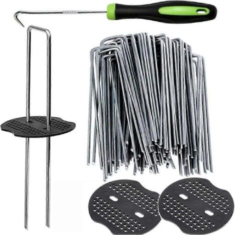 Landscape tissu Stakes U Shape robuste usage Pins 50 pièces extérieur plante housse Spikes cour Pathway Farm patio (1/5)