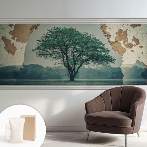 Papier peint intissé classique moderne pour salon et chambre à coucher Décoration rapide avec colle Arbre solitaire 250x104 cm (1/5)