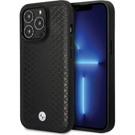 BMW BMHCP14L22RFGK iPhone 14 Pro 6.1" nero/nero in pelle con motivo a rombi (1/5)